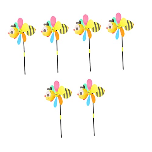 BESPORTBLE 6Pcs Cartoon Bee Wind Spinners for Outdoor Pinwheels Garden Decoration Fun Lawn for Parties Birthdays and Backyard Fun