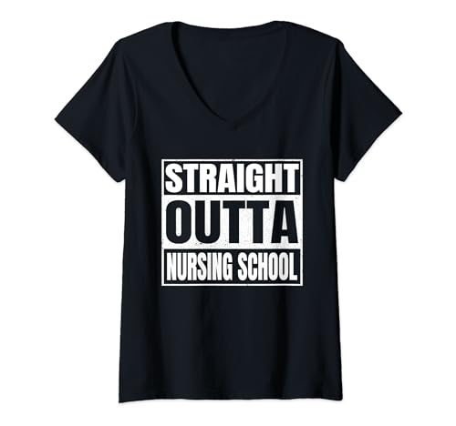 Mujer Straight Outta Nursing School Funny Graduation Gifts Idea Camiseta Cuello V