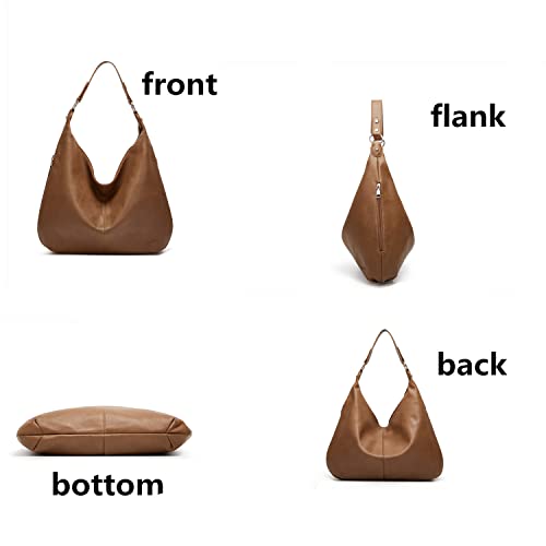 Image of Hobo Bags for Women Soft PU Leather Slouchy Bag Shoulder Purse with Zipper