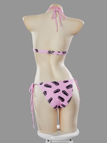 MEOWCOS Goth Bikini Pink Coffin - Printed Swimsuit Gothic Bathing Suit3