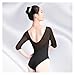 BNDDZBN Ballet Leotard Adult Ballet Leotards For Women Mesh Girls Dance Wear Black 3/4 Sleeve Gymnastics Leotards Ballet Bodysuits(L 160cm to 165cm)