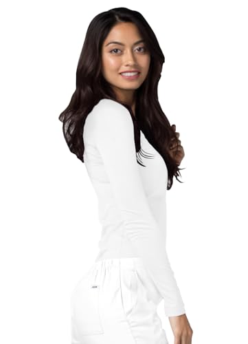 Adar Underscrubs for Women - Long Sleeve Underscrub Comfort Tee - 2900 - White - M