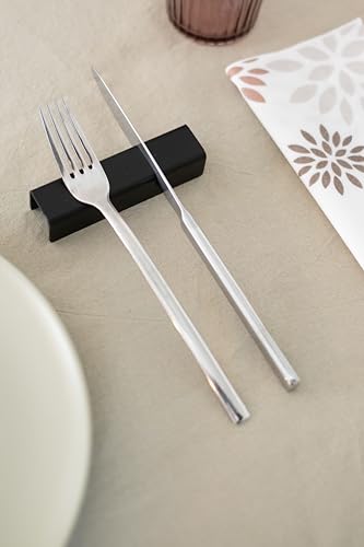Juego de 4 posacubiertos de acero inoxidable negro mate, soporte para cubiertos de acero inoxidable, diseño elegante, ideal como regalo para una mesa de restaurante de lujo.