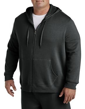 Dxl Big And Tall Essentials Full-Zip Fleece Hoodie, Black, 4Xlt #TOP1