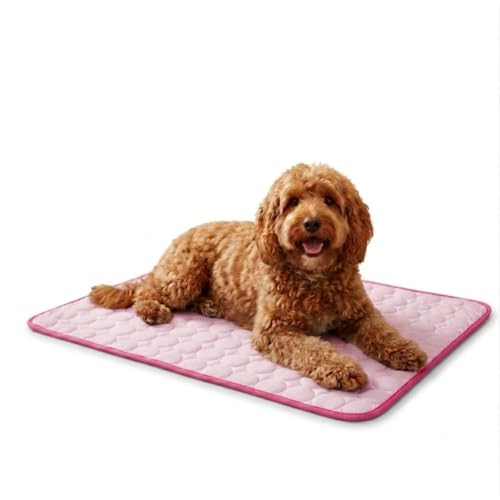 Cooling Mat Large Gel-Free Pet Ice Silk Mat Washable Cooling Mat for Dogs Heatstroke Prevention for Sofas, Crates and Car Boots (Pink,XS)