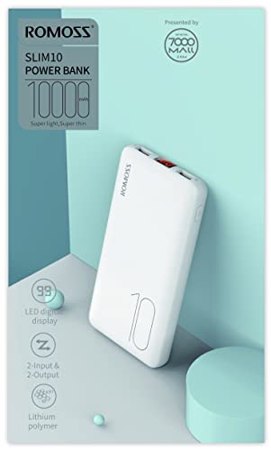 Il powerbank pesa solo 218 g. POWERBANK ROMOSS PSP10 10000 MAH - Batteria supplementare colore: Bianco