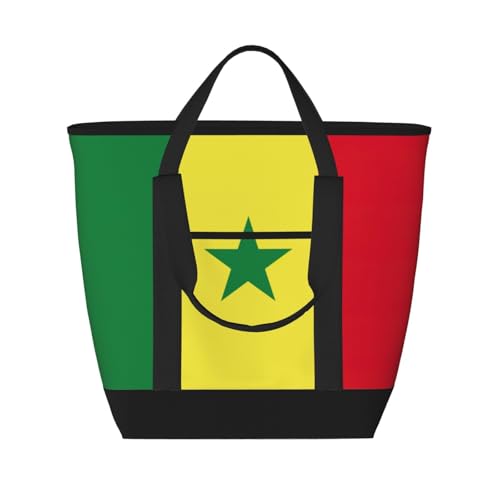 Sac isotherme grande capacité motif Sénégal noir pour courses et repas