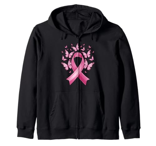 Pink Ribbon Cute Butterfly - Soporte para concientización sobre el cáncer de mama Sudadera con Capucha
