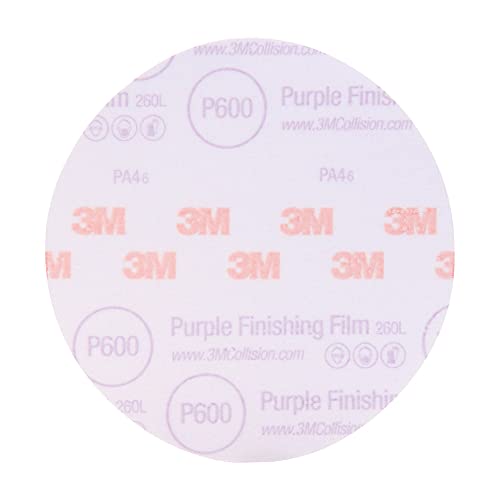 Image of 3M Hookit Purple Finishing Film Abrasive Disc 30671, 6 in, 600+ Grade, 50 Pack, Clear Coat Sanding, Paint Finishing, Defect Removal, Long Lasting