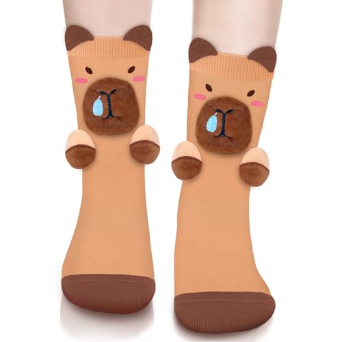 SuniSooci Funny Capybara Socks for Women and Teen Girls - Cute Novelty Crazy Silly 3D Animal Socks Gifts for Mom Girlfriend - Mothers Capybara Lover Birthday Fun Gift Ideas Christmas Stocking Stuffers