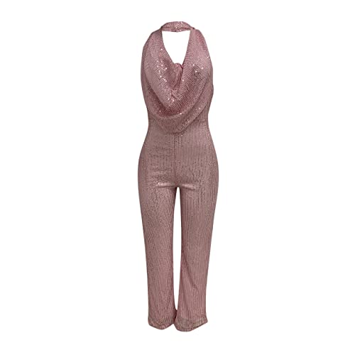 Mono de lentejuelas sin mangas moldeador con escote halter antideslizante 3