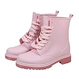 A2Z Womens Wellington Boots Lace Up Pink Waterproof PVC Rain - Wellies LDS 1422 Pink 8 UK