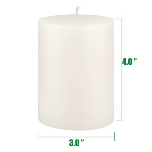 Image of Stonebriar Tall 3 x 4 Inch 50 Hour Long Burning Unscented Wax Flat Top Pillar Candles, White, 6 Pack