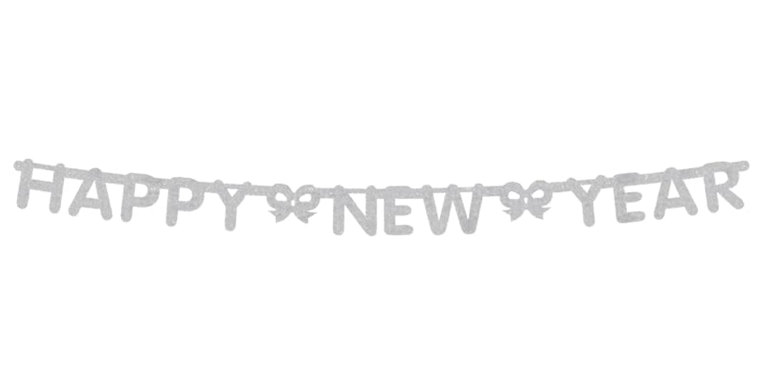 PARTY TIME 5" Silver Glitterred Print HNY Banner