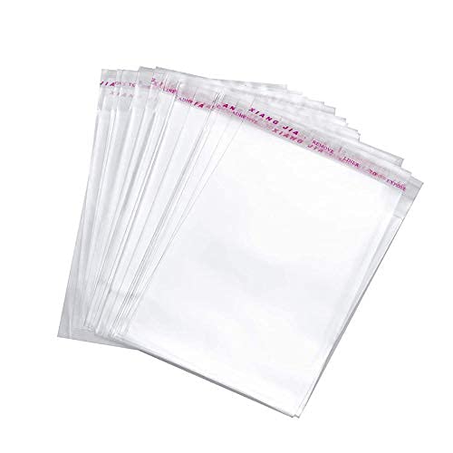 Webshoppers | Self Adhesive Resealable transparent 5X7 inches + Flap - 100 Pcs BOPP plastic covers for packing,plastic bags (35 Micron) | Including 1 Pcs Powder Puff for makeup