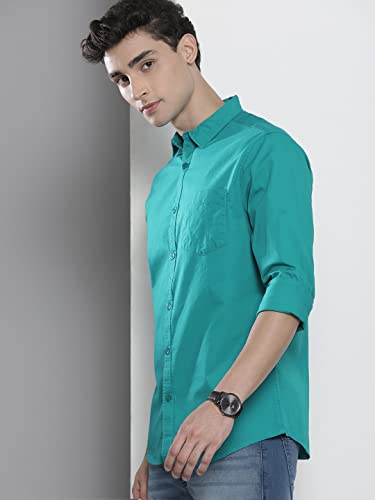 Image of The Indian Garage Co Men Slim Fit Solid Full Sleeves Cutaway Collar Casual Shirt