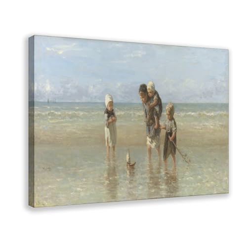 Impression sur toile Enfants de la mer avec cadre à suspendre sans percer