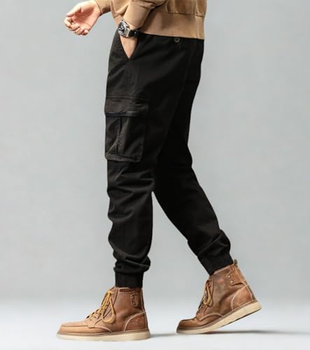 Image of L'MONTE Imported Cargo Joggers for Men | Cotton Cargo Pants for Men | Slim Fit Casual Jogger Pants | Elastic Waist Stretch Trousers