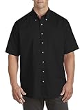 Harbor Bay by DXL Men's Big and Tall Easy-Care Solid Sport Shirt Black 3XL