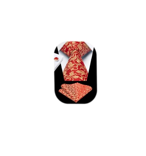 Image of Enlision Ties for Men Floral Tie Handkerchief Cufflinks Set Formal Flower Classic Mens Necktie & Pocket Square Wedding