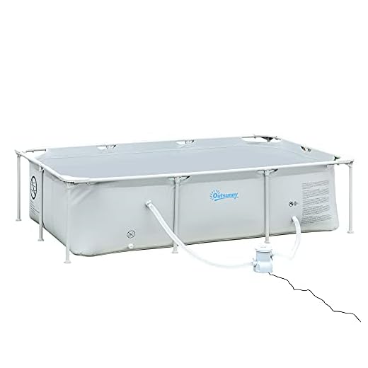 Outsunny Piscina Desmontable Tubular 252X152X65 Cm Con Depuradora De Cartucho 1200L/H Piscina Rectangular De Exterior Para Adultos Y Niños 2163L Gris