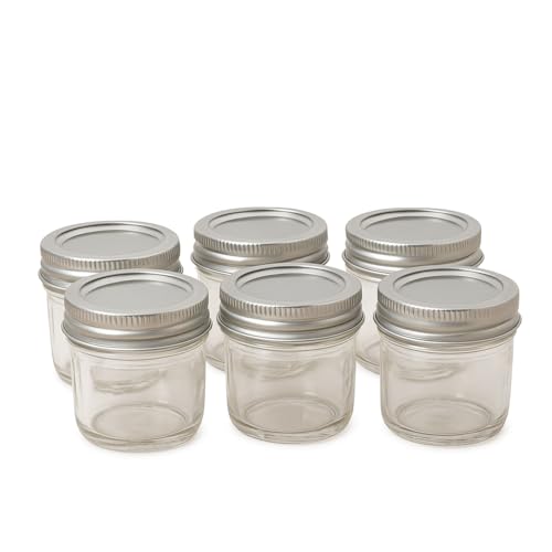 (Pack of 6) Smooth Crystal Mason Jelly Jars with Lids