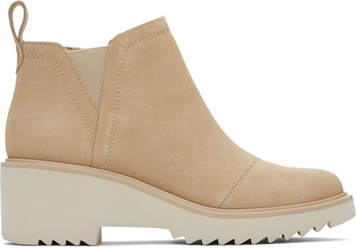 Image of TOMS Women's Maude Wedge Boot, Leather Upper, OrthoLite Insole, Side Zip, Lightweight