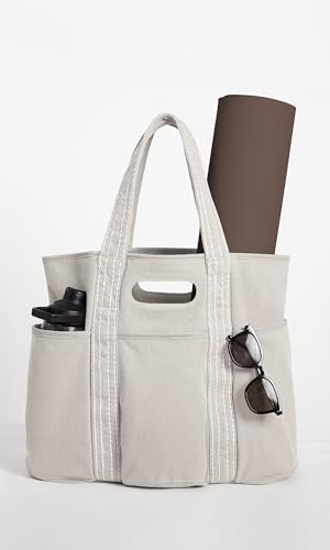 Image of ODODOS 29L Oversized Canvas Tote Bag Large Capacity Open Top Shoulder Bags for Gym Workout Shopping Beach Travel, Light Grey