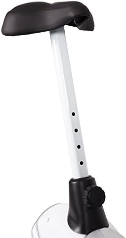 Close-up of the seat post with height adjustment holes and knob.