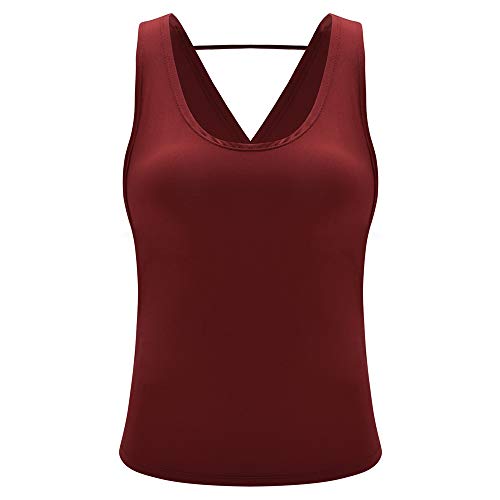 VOOCHIE Camisas de Yoga das mulheres Aberto de Volta Tops Camisa de Treino Sem Mangas Esportes Abrir