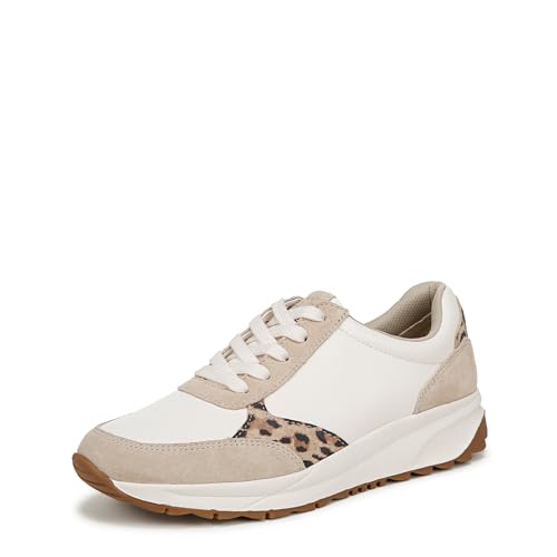 Naturalizer Womens Shay Lace Up Fashion Sneaker Sneaker White/Leopard Leather 10 W