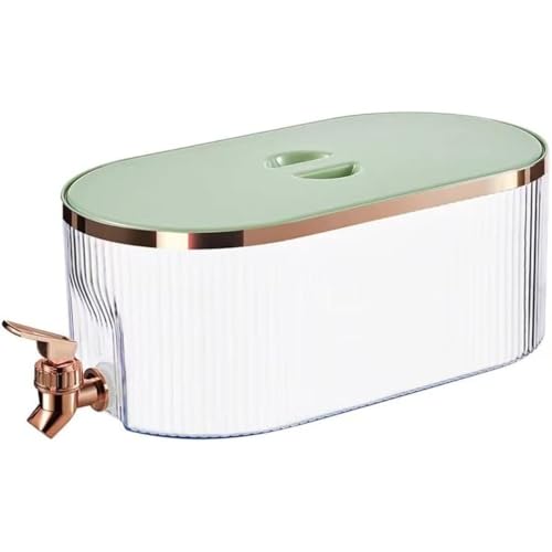 KQQK飲み物タンク飲み物容器冷蔵庫入れ5.3L大容量蛇口付き便利自動化パーティー飲み会可愛い設計透明可視化ボディージュースボックス高温低温対応可能ビールコーヒー水液体容器 (浅い緑)