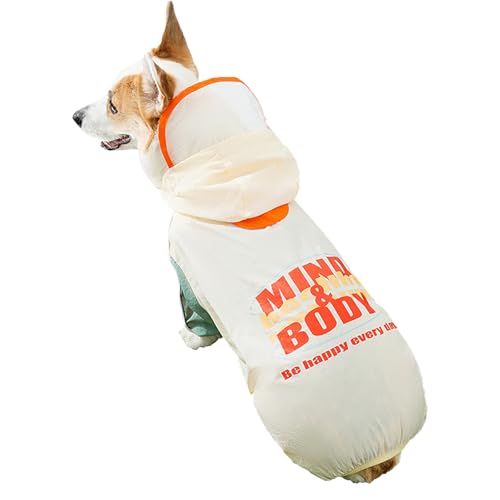JPETTO犬レインコート 犬 カッパ 犬服 ペット雨具 梅雨 対応 反射テープ付 着せやすい リード穴あり 帽子付 通気 完全防水 耐久性 快適 防風 防水 お出かけ お散歩 濡れない 可愛い 小型犬 中型犬 四季通用 MJ0382ベージュ2XL