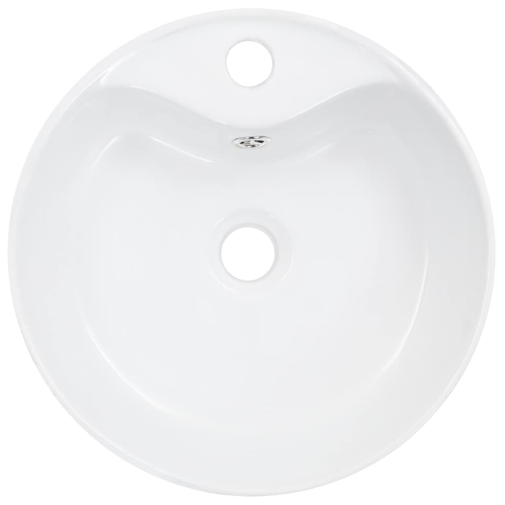 vidaXL Lavabo avec Trop-Plein Lave-Mains Vasque à Poser Monter Salle de Bain Intérieur Salle d'Eau Cabine de Toilette Maison Céramique Blanc