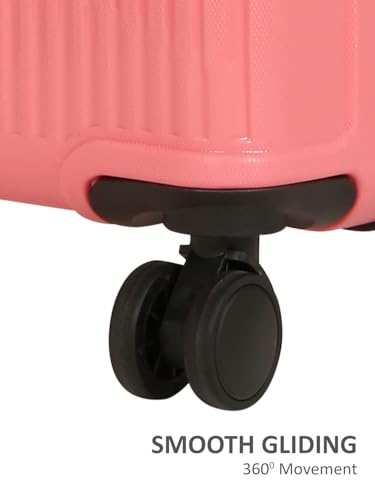 Image of Teakwood Small Size 8 Wheels Trolley Bag, Hard Cabin with Zipper Closure, Adjustable Push Button & Cross Side Strap, Number Lock System 360 Degree (Small, Pink)