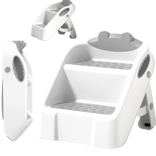 【Laxewzul】保育士が監修 踏み台 子供 ステップ 折りたたみ式 PP素材 子供用 ステップ台 洗面所 キッズ踏み台 安定感があり滑りにくい 滑らかでバリのない 手洗い 子ども キッズステップ台 トイレ キッズステップ 1〜8歳向け (グレー) [並