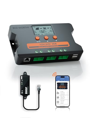 ECO-WORTHY 30A Solar-Laderegler mit Bluetooth & APP Überwachung, individueller Batterie- Controller für Solarpanels, Dual USB Ports Auto 12V/24V PWM für FLD/LiFePO4/SLD/GEL Wohnmobil Solar System