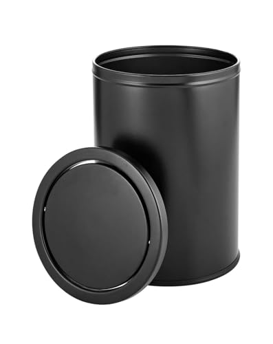 Image of OPR Swing Lid Dustbin - 20L | Black Stainless Steel Trash Can | 10 Inch (W) x 14 Inch (H) | Swing lid Steel dustbin for home with removable lid| For Kitchen, Bathroom, Office & Commercial Use (20 Ltr)