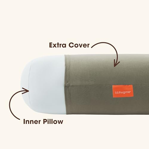 Image of bbhugme Pregnancy Pillow Cover, Dusty Olive - Replacement Cover for bbhugme Maternity Pillow - Soft, Breathable, Cooling Cotton Jersey Fabric - Machine Washable