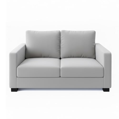 Image of FURNY Haster 5 Seater Fabric 3+2 Sofa Set (Light Grey) Premium Velvet Finish | Ideal for Living Room