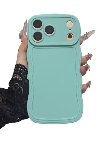 Coque iPhone 17 Pro bleu ciel en silicone TPU souple à vagues