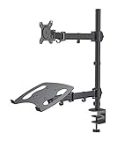 Gibbon Mounts Laptop and Monitor Mount Stand with Laptop Holder, Height Adjustable Notebook Holder,Fits up to 17" Notebooks,VESA 75,100 Compatible with 13-27" Screens,17.6 Lbs Capacity per Arm
