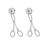2 Pack Meat Baller Stainless Steel Meatball Scoop Ball Maker None-Stick Baller Tongs Meat Ball Maker Mold Cake Pop,Ice Tongs,Cookie Dough Scoop for Kitchen Cooking