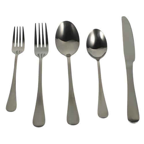 ABOOFAN 1Set Stainless Steel Dinnerware Kit for Home Restaurant Use Non Breaking Utensils Comfortable Grip Elegant Design for Daily Dining