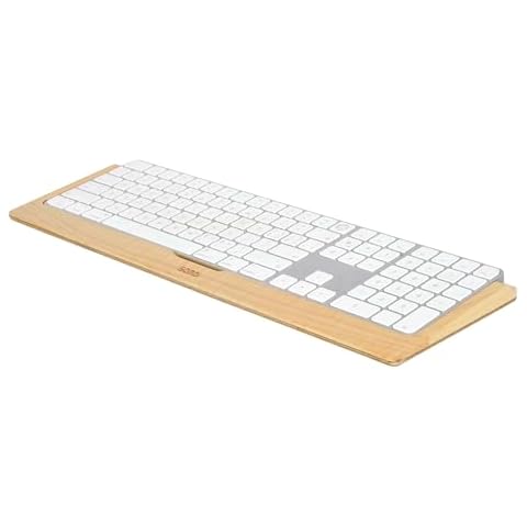 SAMDI Wooden Keyboard Tray, Apple iMac Stand Base, Stainless Steel/Wooden Keyboard Stand for Magic Keyboard Mounting Platform - A-Maple Cover
