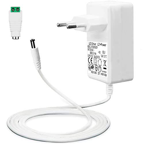 Lacasa 12V 3A Fuente de Alimentación para Tiras de LED, 36W Transformador AC 200-240V a DC 12V Adaptador de Controlador con Cable de 5ft/1,5m, EU Cargador, Conector 5,5 x 2,1mm, Aprobación GS TUV CE