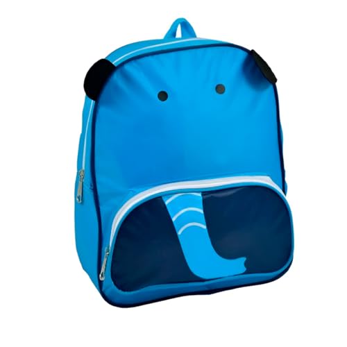 Mochila Infantil Elefante, Azul, com Bolso Frontal e Alças Ajustáveis