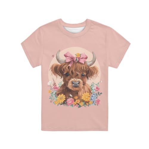 Image of Novelty 3D Graphic T Shirts for Kids Crew Neck Funny Animal Print Short Sleeve Girls Tshirts 3-16 Years