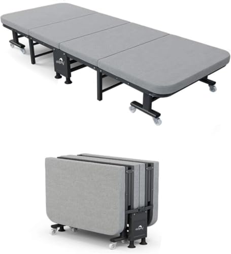 Image of DOLPHY Metal Folding Bed | Single Size with Double Layer Cotton Mattress | for Guests,Camping,Family,Hospitals etc | Easily Storable or Foldable- (Grey)