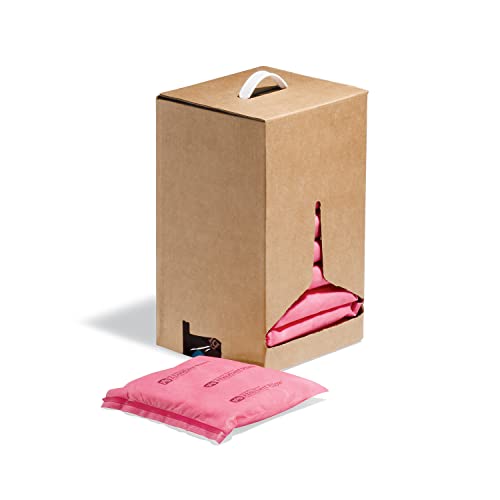 Image of Pig PIL306 Hazmat Chemical Polypropylene Skin Absorbent Pillow, 30 oz Absorbency, 8 inch Length x 8 inch Width x 1 inch Height, Pink (Box of 10)